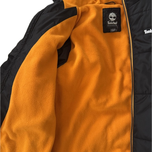 Timberland Black Hooded Jacket with Orange Lining - Picture 3 of 4